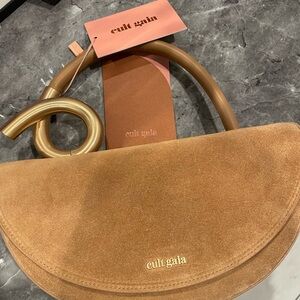 NWT Cult Gaia Azariah Camel Suede Bag